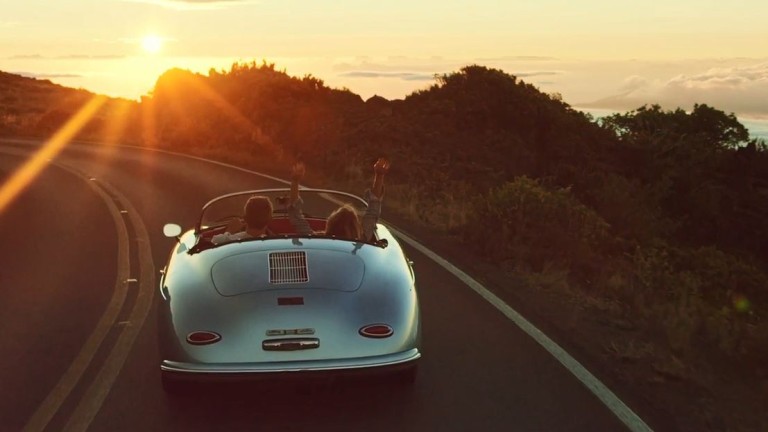Sunset Cabriolet driving into the sunset